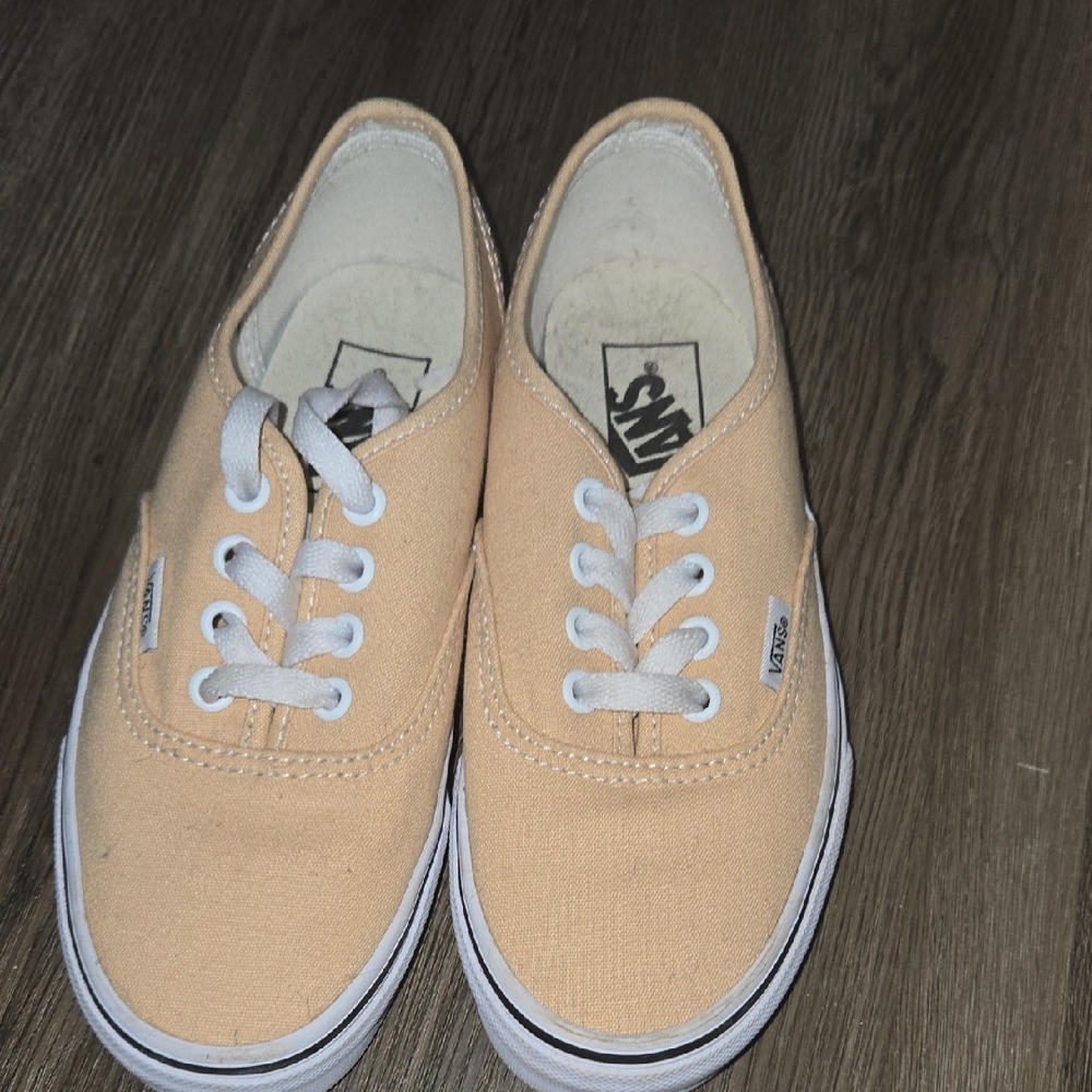 Vans Beige Canvas Shoes with White Accents